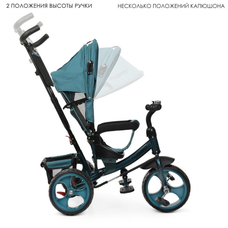 Детский трёхколесный велосипед M 3113-21L с родительской ручкой и навесом