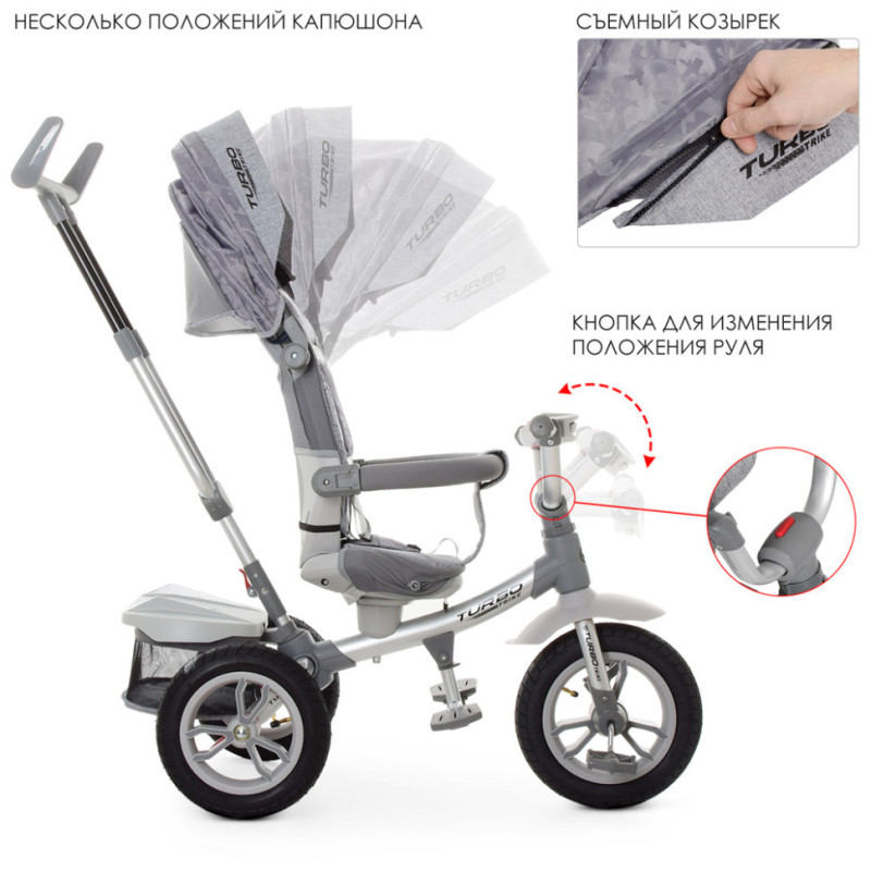 Дитячий триколісний велосипед TURBOTRIKE M 4058-19 з батьківською ручкою
