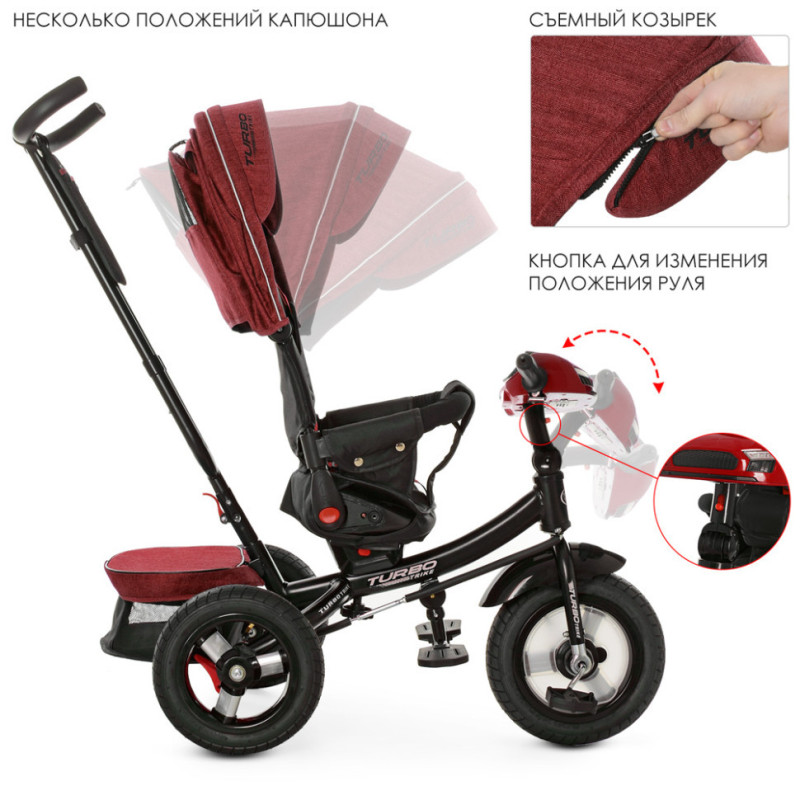 Дитячий триколісний велосипед TURBOTRIKE M 4060HA-1L з батьківською ручкою
