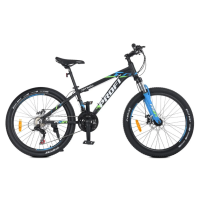 Велосипед "OPTIMAL" PROF1 G24OPTIMAL A24.4 24 д. Алюм.рама 13", SHIMANO 21SP, DB, FW TZ500, черн-голубой