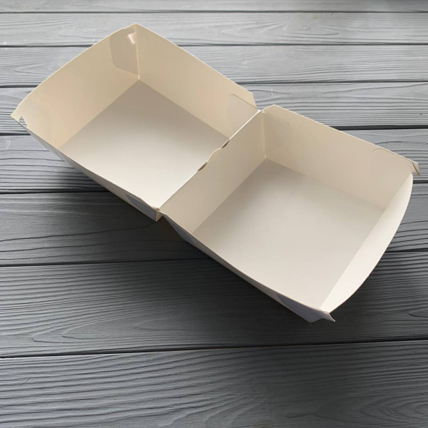 Коробка для бургера XL біла/біла 130х130х100 мм (100шт/уп|300шт/ящ)