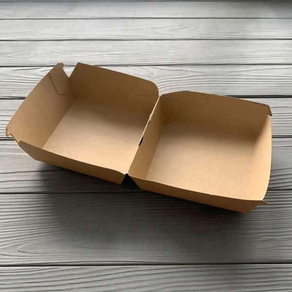 Коробка для бургера L 114*114*90 мм крафт/крафт (90 шт/уп)