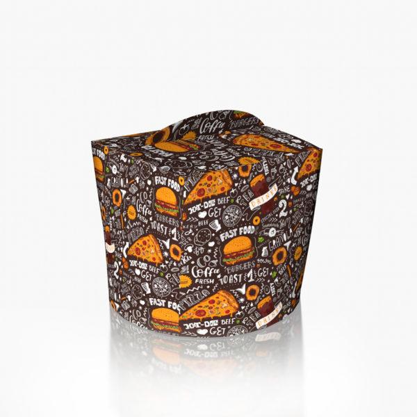 Коробка для локшини і салатів 600 мл. Темна (50шт/уп)