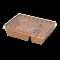 Контейнер крафтовий на 2 поділи з кришкою 1200мл (50шт/уп|200шт/ящ)(K2K1200)