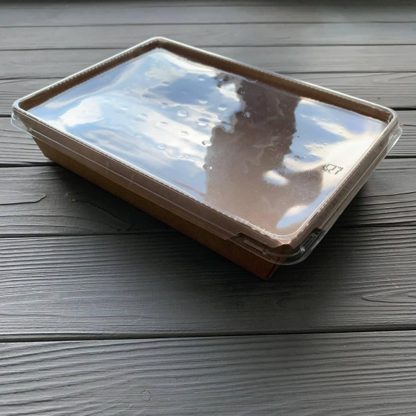 Контейнер паперовий Snack-box крафт/крафт прямокутний 2100мл 215х150х48 мм (50/300) SB2100