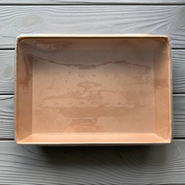 Контейнер паперовий Snack-box крафт/крафт прямокутний 2100мл 215х150х48 мм (50/300) SB2100