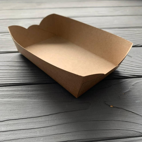 Тарілка-човник 143х85х40мм крафт середній (50шт/уп) ТЧКС