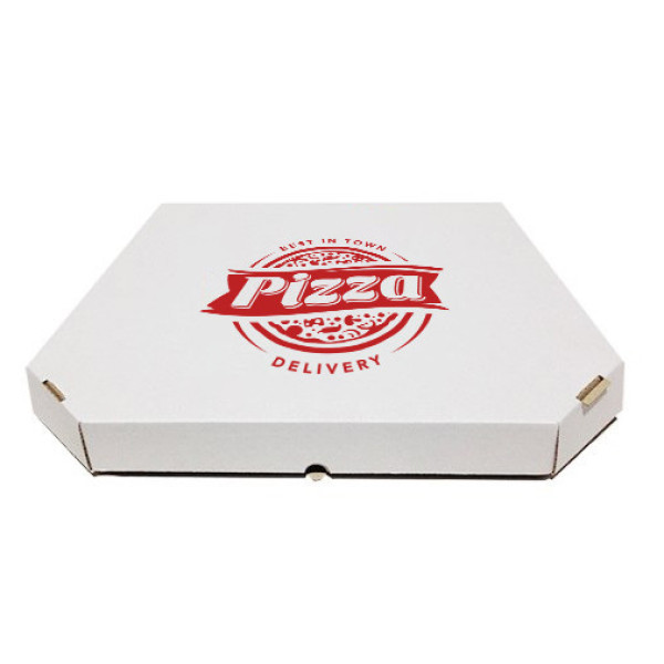 Коробка для пиццы с рисунком Town 250х250х30 мм. (красная печать)
