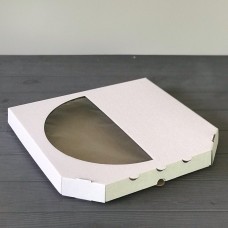 Коробка для пиццы с окном белая 300х300х30 (100 шт)