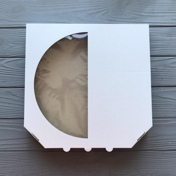 Коробка для піци з вікном біла 300х300х30 (100 шт)