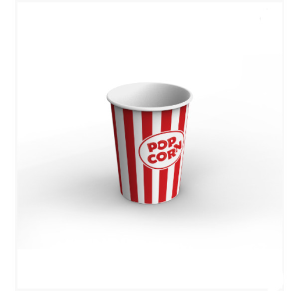 Стакан попкорн 1 л. смугастий (червоно-білий) (50шт/уп)