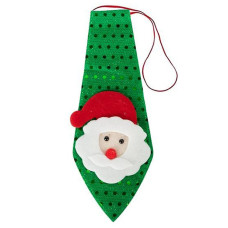 Новорічна краватка з фігуркою "Санта Клаус" HH-2(Green) на гумці (HH-2(Green))