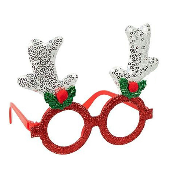 Очки новогодние "Оленьи рожки" 2519-SP(Silver) размер 13 см(2519-SP(Silver))