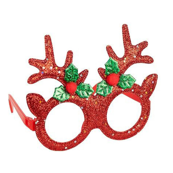 Очки новогодние "Рожки оленя" 2518-SP(Red) размер 13 см(2518-SP(Red))