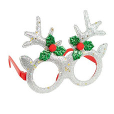 Очки новогодние "Рожки оленя" 2518-SP(Silver) размер 13 см(2518-SP(Silver))