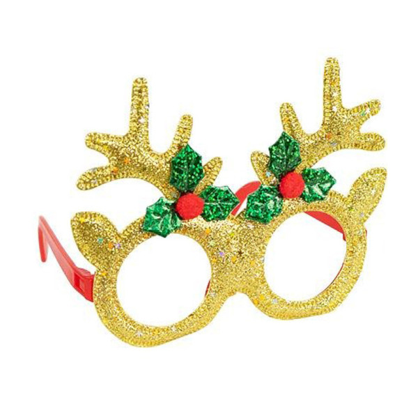 Очки новогодние "Оленьи рожки" 2519-SP(Gold) размер 13 см(2519-SP(Gold))