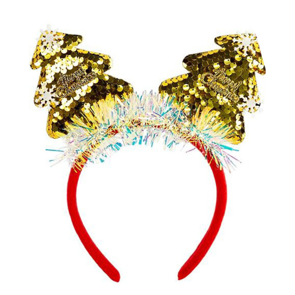 Дитячий новорічний обідок "Ялинка" 2503-SP(Gold) з паєтками (2503-SP(Gold))