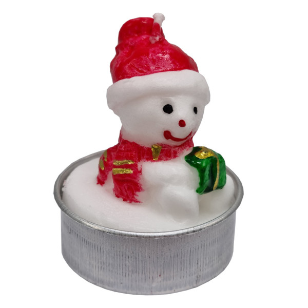Новорічна свічка "Сніговик з подарунком" 10-81-2 розмір свічки 3,5х5 см (10-81-2)