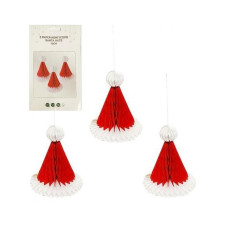 Набір підвісних паперових новорічних прикрас "Шапка Санти" CG-8, 3 шт (CG-8)