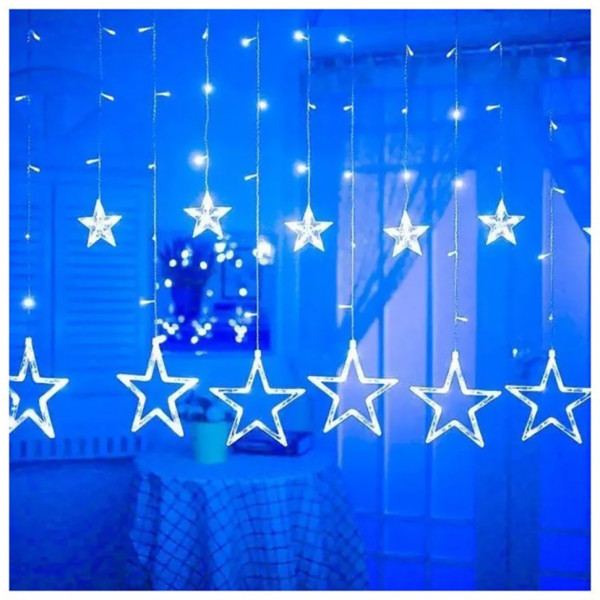 Гирлянда штора "Звезды" ZABI-8 USB 120 L, 3*1 м, USB+батарейка, синяя(ZABI-8 USB)