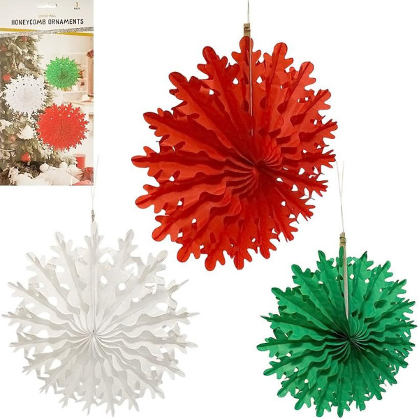 Набір підвісних паперових новорічних прикрас "Сніжинка" Bambi CG-9, 3 шт  (CG-9)