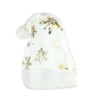 Новорічна шапка Святого Миколая 6241-22(Gold-2) білий, золоті сніжинки (6241-22(Gold-2))