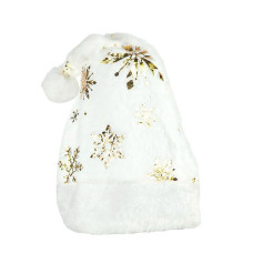 Новорічна шапка Святого Миколая 6241-22(Gold-2) білий, золоті сніжинки (6241-22(Gold-2))