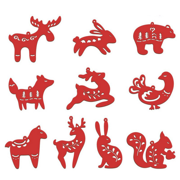 Набір ялинкових прикрас "Казкові звірятка етно" FDZ-532-4, 10 шт (FDZ-532-4)