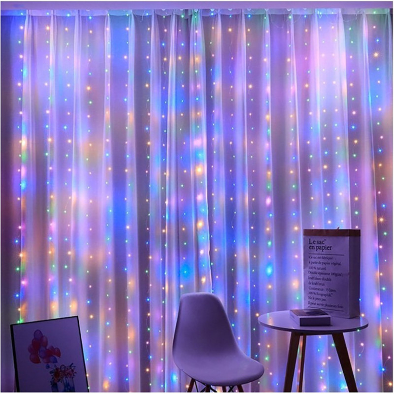 Гірлянда штора "Промені роси" ZABI-12 M "М-34" 3*2 м, USB і пультом, різнокольорова Гірлянда штора "Промені роси" ZABI-12 M "М-34" 3*2 м, USB і пультом, різнокольорова