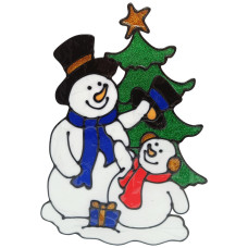 Силіконова наклейка на скло "Сніговики" 13-65-2, 25 х 30 см (13-65-2)