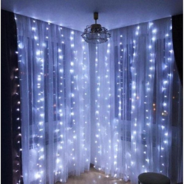 Гирлянда штора "Лучи росы" ZABI-12 W 3*2 м белая с USВ и пультом(ZABI-12 W)