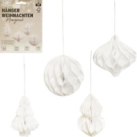 Набір підвісних паперових новорічних прикрас "Білі фігури" CG-3, 4 шт (CG-3)