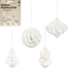 Набір підвісних паперових новорічних прикрас "Білі фігури" CG-3, 4 шт (CG-3)