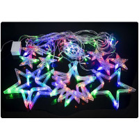 Гірлянда електрична "Штора Зірок" RJ-09 мультиколір 12 зірочек (RJ-09)
