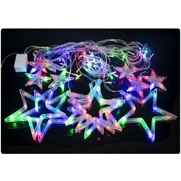Гірлянда електрична "Штора Зірок" RJ-09 мультиколір 12 зірочек (RJ-09)