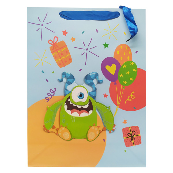 Подарочный пакет "Монстрики" 2373L, 40 х 30 х 0,1 Синий(2373L-1)