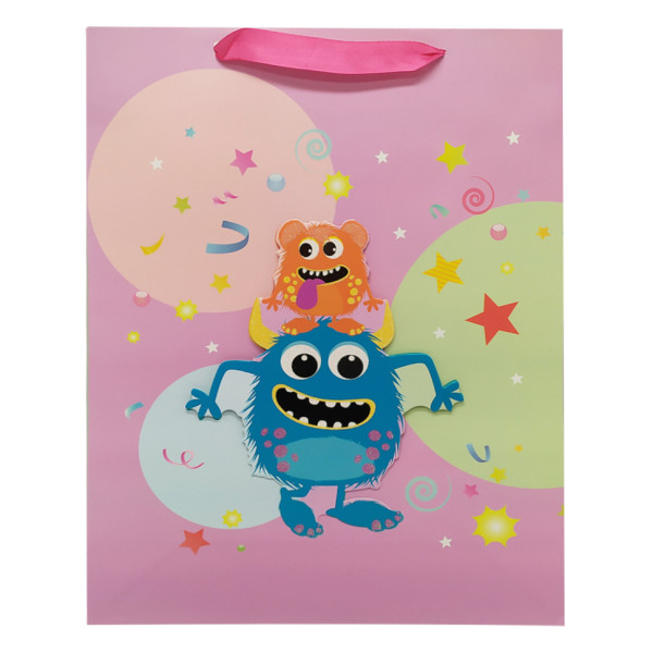 Подарунковий пакет "Монстрики" 2373L, 40 х 30 х 0,1 Фіолетовий (2373L-3)
