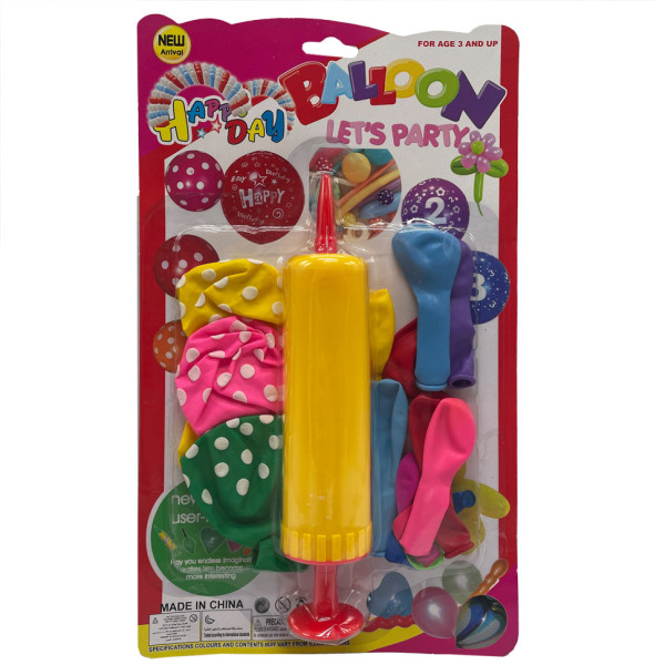 Набір Повітряних кульок MK5480 насос, 14 шт, на аркуші Жовтий (MK5480(Yellow))