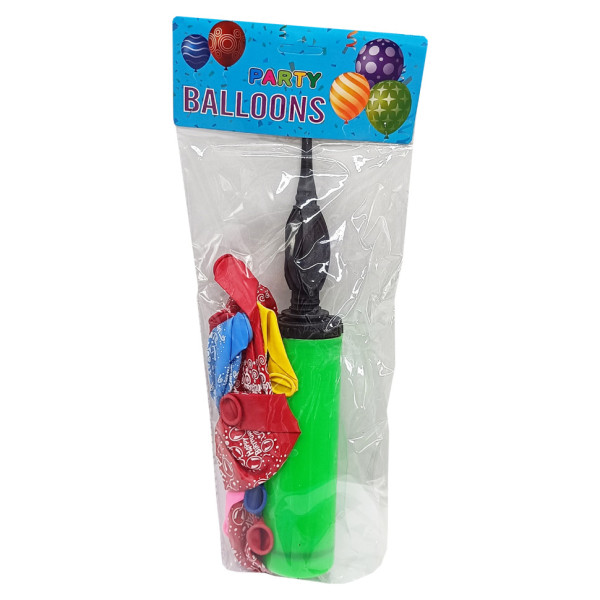 Повітряні кульки "Happy Birthday" MK 5482(Green) 12 дюймів, 10 штук, 7 кольорів, насос 27 см (MK 5482(Green))