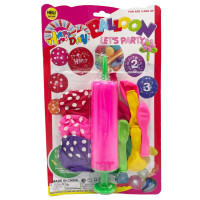 Набір Повітряних кульок MK5480 насос, 14 шт, на аркуші Рожевий (MK5480(Pink))