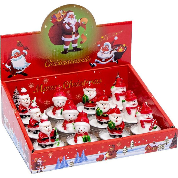 Свічка новорічна "Санта Клаус, Сніговик" 10-81 розмір 5 см, 12 штук (10-81)