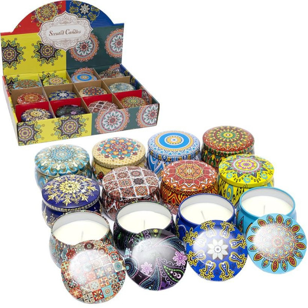 Ароматична свічка "Орнамент" 8649O у залізній баночці, в асортименті (8649O)