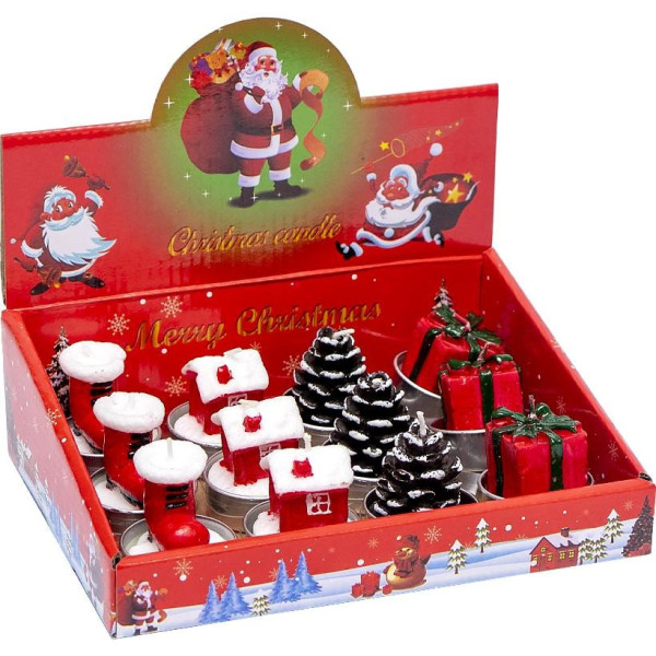 Свічка новорічна "Подарунок, Шишка" 10-77 розмір 5 см, 12 штук (10-77)