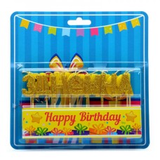 Свічки для торта літери "З Днем народження" 8001-0005 золото блиск
