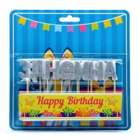 Свічки для торта літери "З Днем народження" 8001-0012 срібло блиск