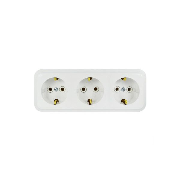 Розетка 3-на з/з накладна GlSelt Premiera біла Арт.006591