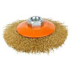 Щітка дротяна конусоподібна Ø100мм М14×2 мм (латуньована) GRAD Арт.9035105