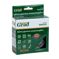 Щітка дротяна конусоподібна Ø100мм М14×2 мм (сталева кручена) GRAD Арт.9040105