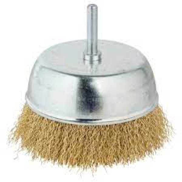 Щітка дротяна чашоподібна хвостовик Ø100мм Ø6мм (латуньована) GRAD Арт.9034105