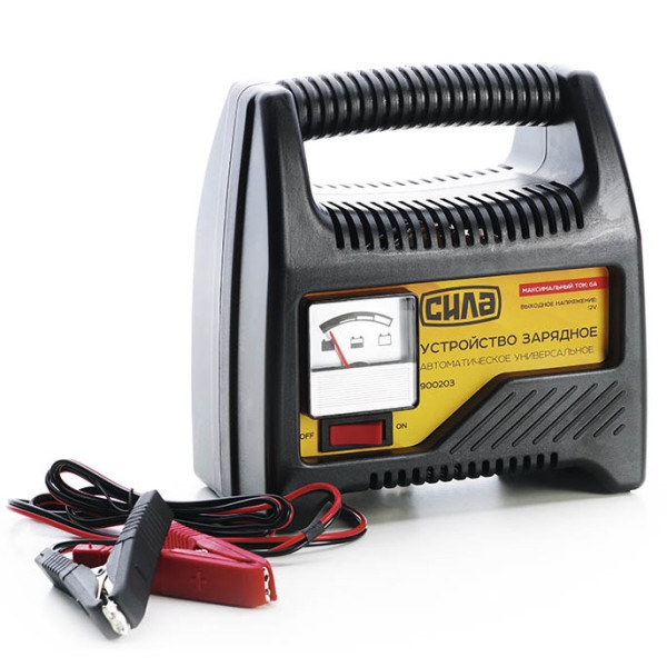 Зарядний пристрій для авто 6А, 12В, до 80Ah СИЛА Арт.900203